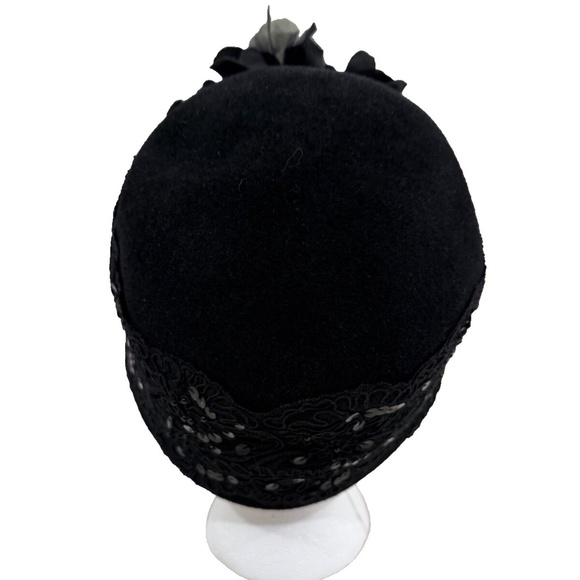 Vintage Jeanne Marie by Kathy‎ Jeanne Cloche Hat with Flowers, Lace, Sequins - Picture 7 of 10
